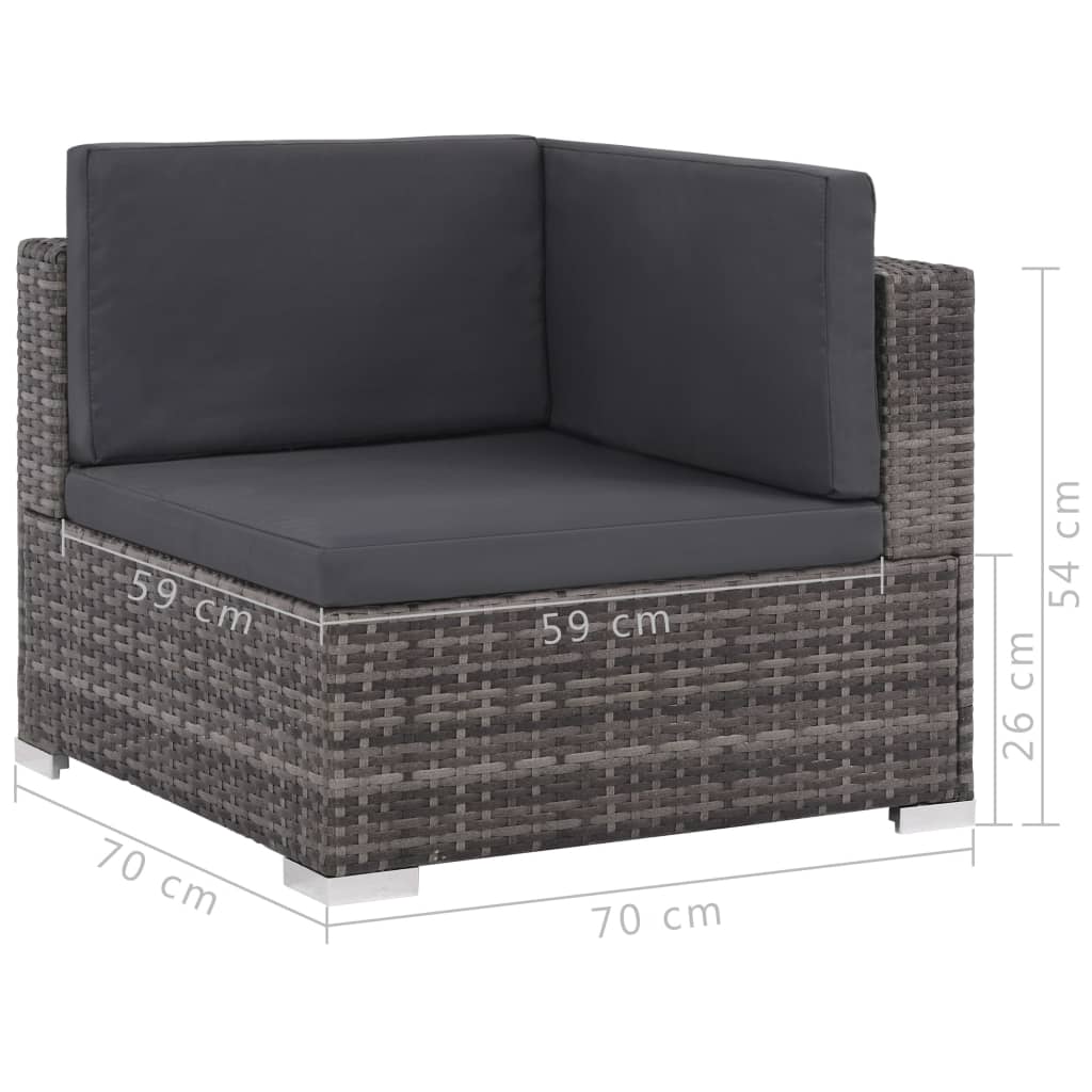 Set Divani da Giardino 8 pz con Cuscini in Polyrattan Grigio