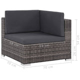 Set Divani da Giardino 8 pz con Cuscini in Polyrattan Grigio