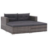 Set Divani da Giardino 3 pz con Cuscini in Polyrattan Grigio