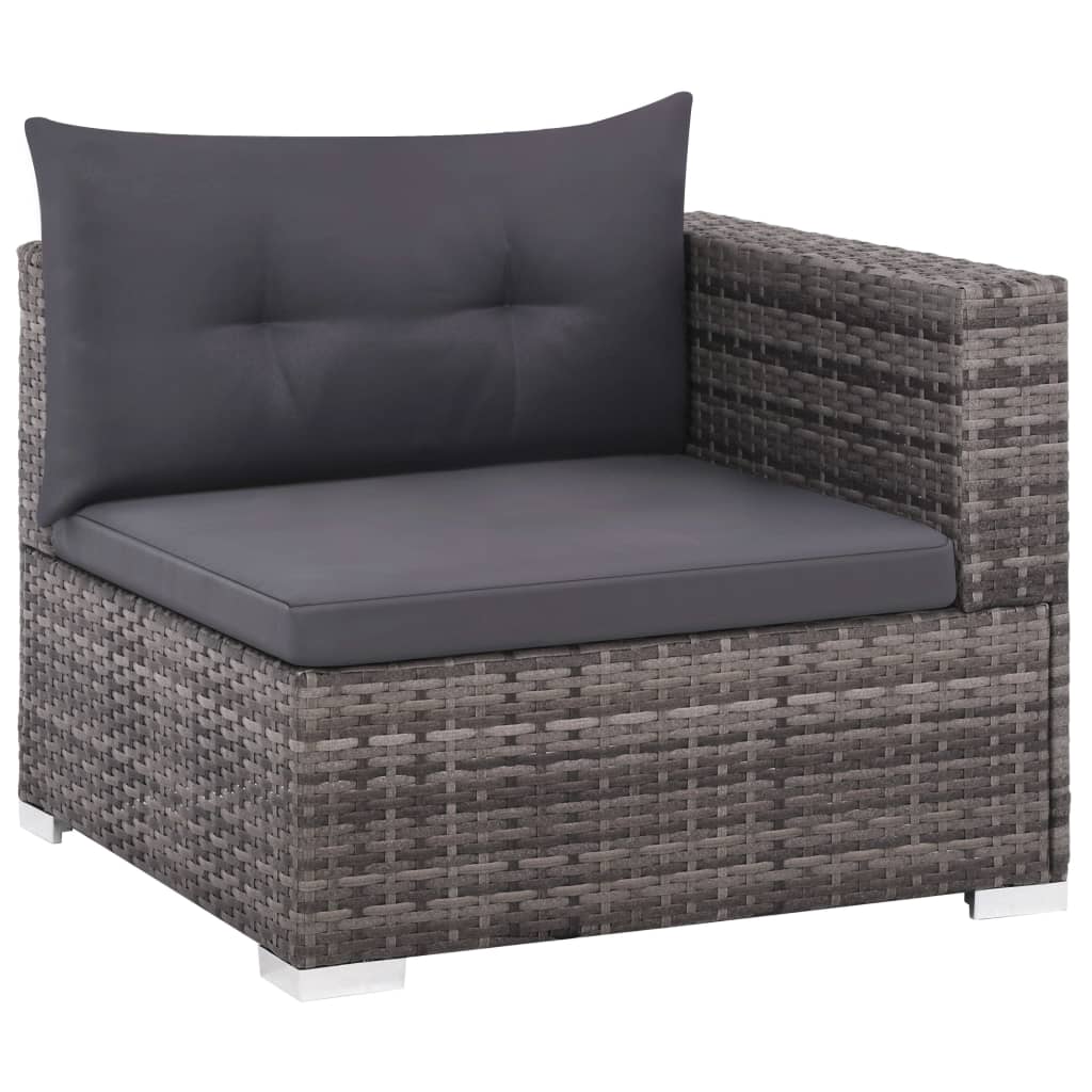 Set Divani da Giardino 3 pz con Cuscini in Polyrattan Grigio