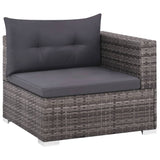 Set Divani da Giardino 3 pz con Cuscini in Polyrattan Grigio