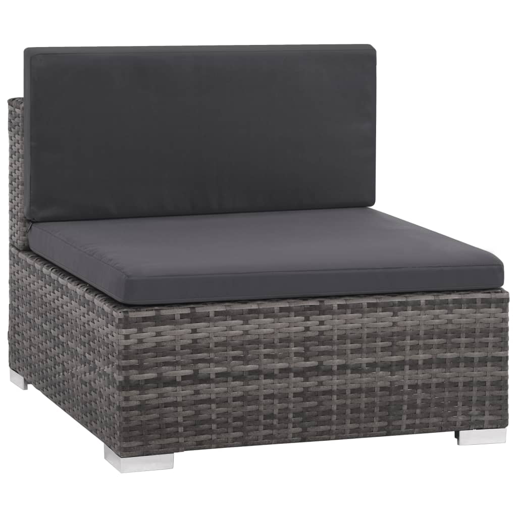 Set Divani da Giardino 6 pz con Cuscini in Polyrattan Grigio