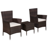 Set da Bistro 3 pz in Polyrattan Marrone