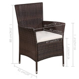 Set da Bistro 3 pz in Polyrattan Marrone