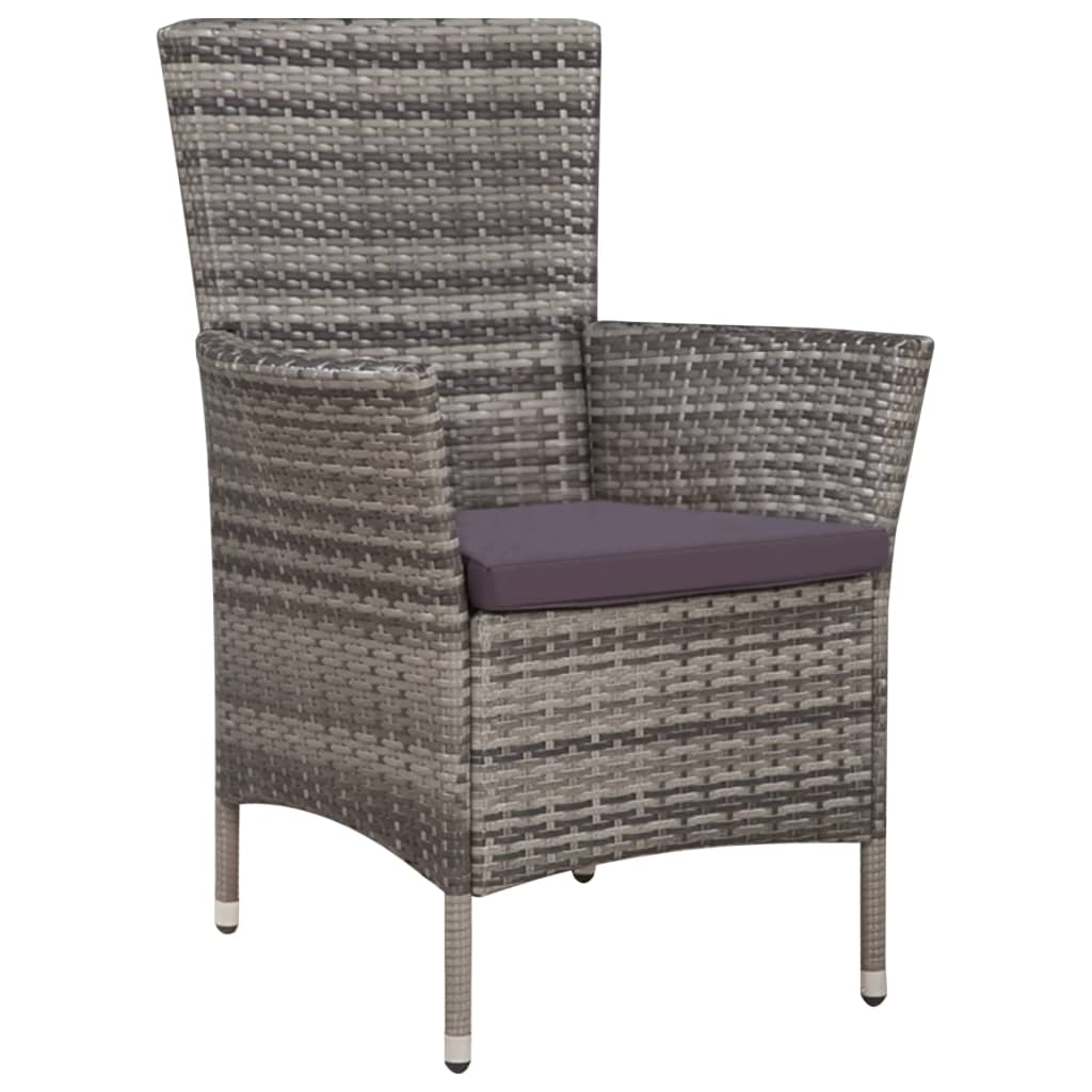 Set da Bistrot 3 pz in Polyrattan Grigio