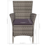 Set da Bistrot 3 pz in Polyrattan Grigio