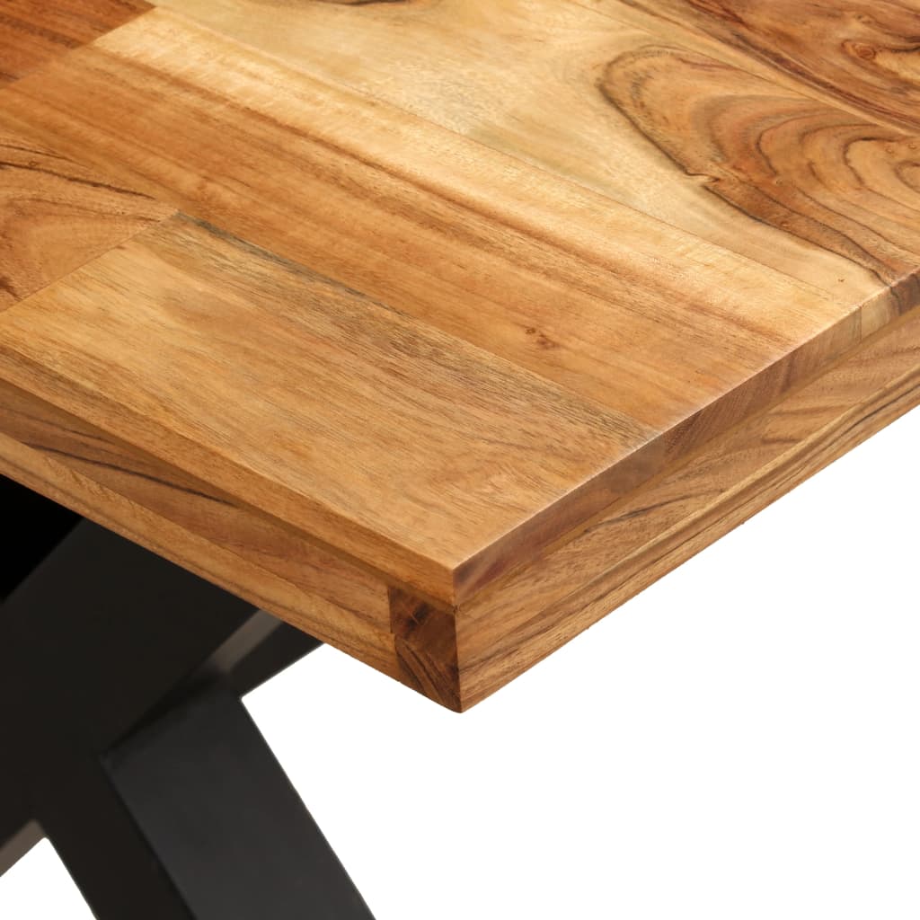 Set Tavolo da Pranzo 7 pz Legno Massello di Acacia e Mango