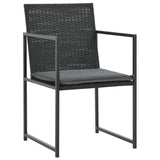 Set da Pranzo da Giardino 7 pz con Cuscini in Polyrattan Nero