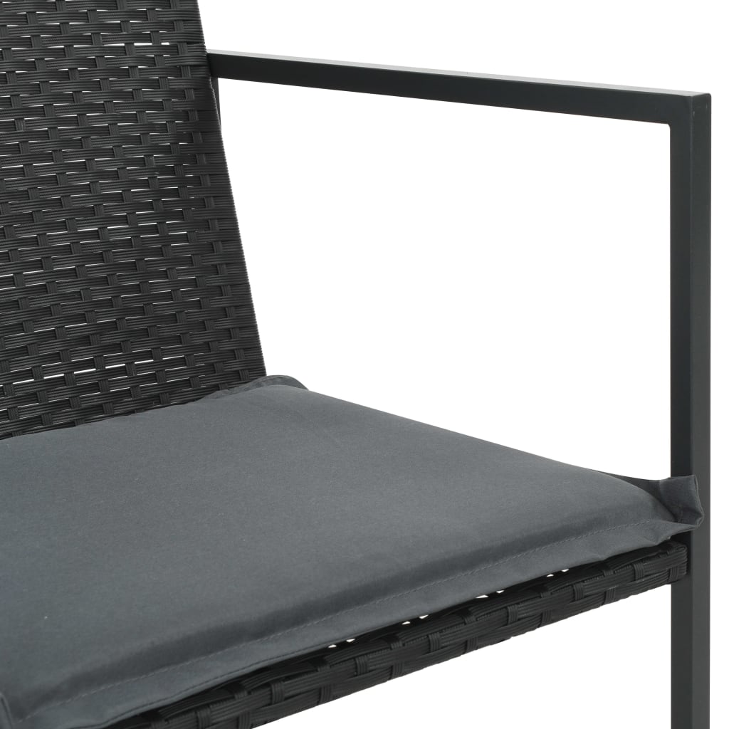 Set da Pranzo da Giardino 7 pz con Cuscini in Polyrattan Nero