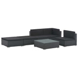 Set Divani da Giardino 6 pz con Cuscini in Polyrattan Nero