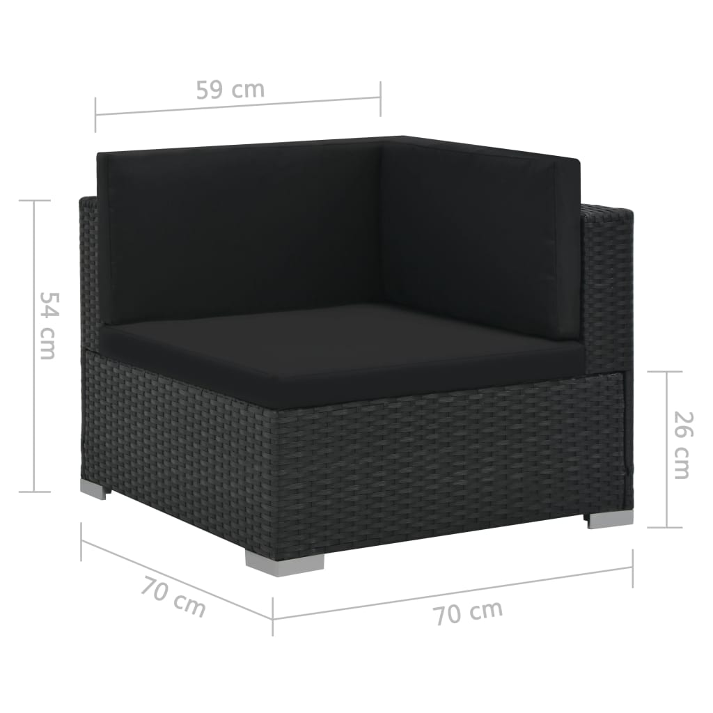 Set Divani da Giardino 6 pz con Cuscini in Polyrattan Nero