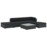 Set Divani da Giardino 6 pz con Cuscini in Polyrattan Nero