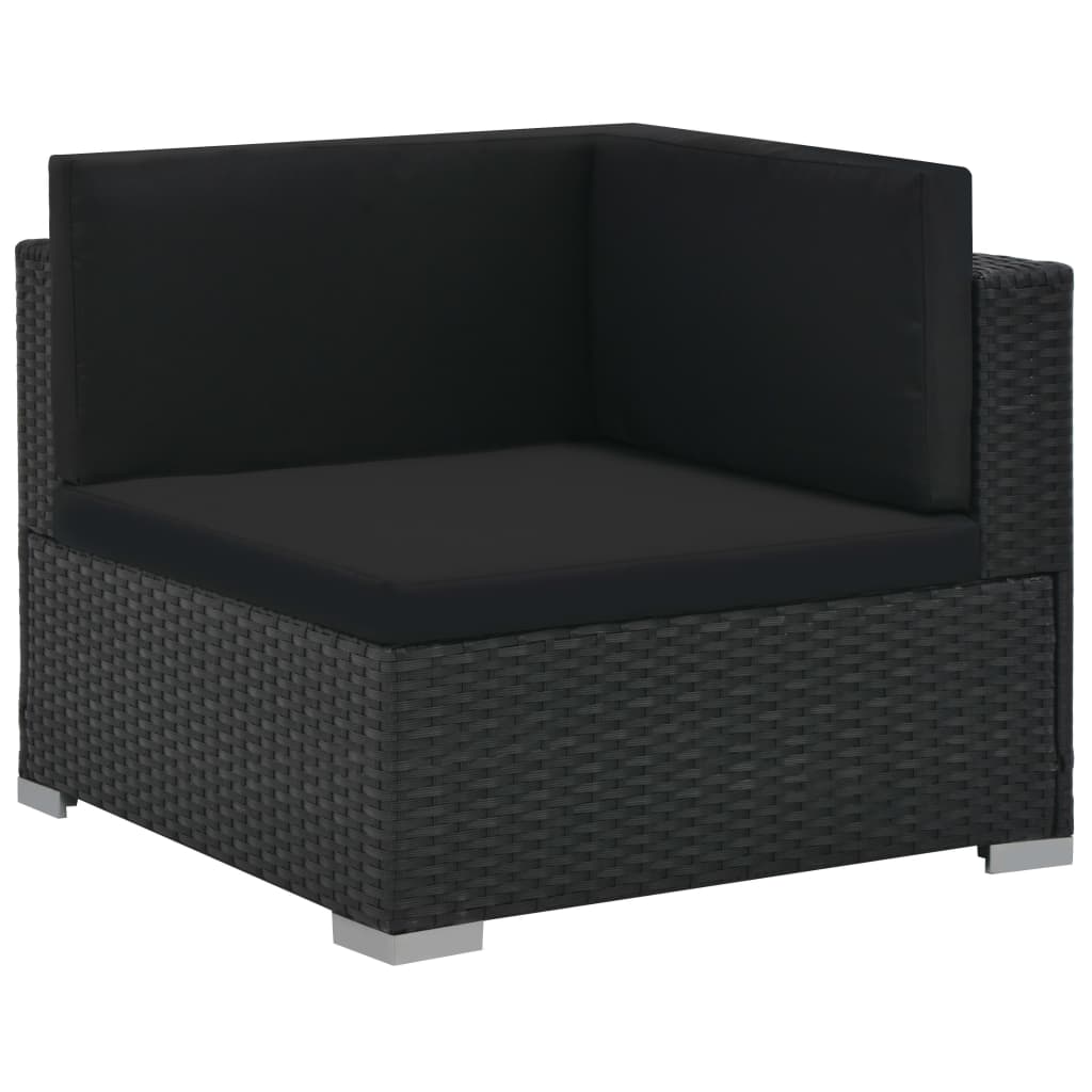 Set Divani da Giardino 6 pz con Cuscini in Polyrattan Nero