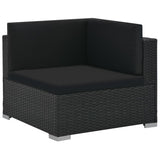 Set Divani da Giardino 6 pz con Cuscini in Polyrattan Nero