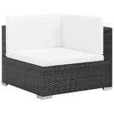 Set Divani da Giardino 7 pz con Cuscini in Polyrattan Nero