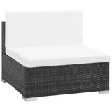 Set Divani da Giardino 7 pz con Cuscini in Polyrattan Nero