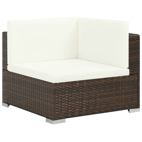 Set Divani da Giardino 7 pz con Cuscini in Polyrattan Marrone