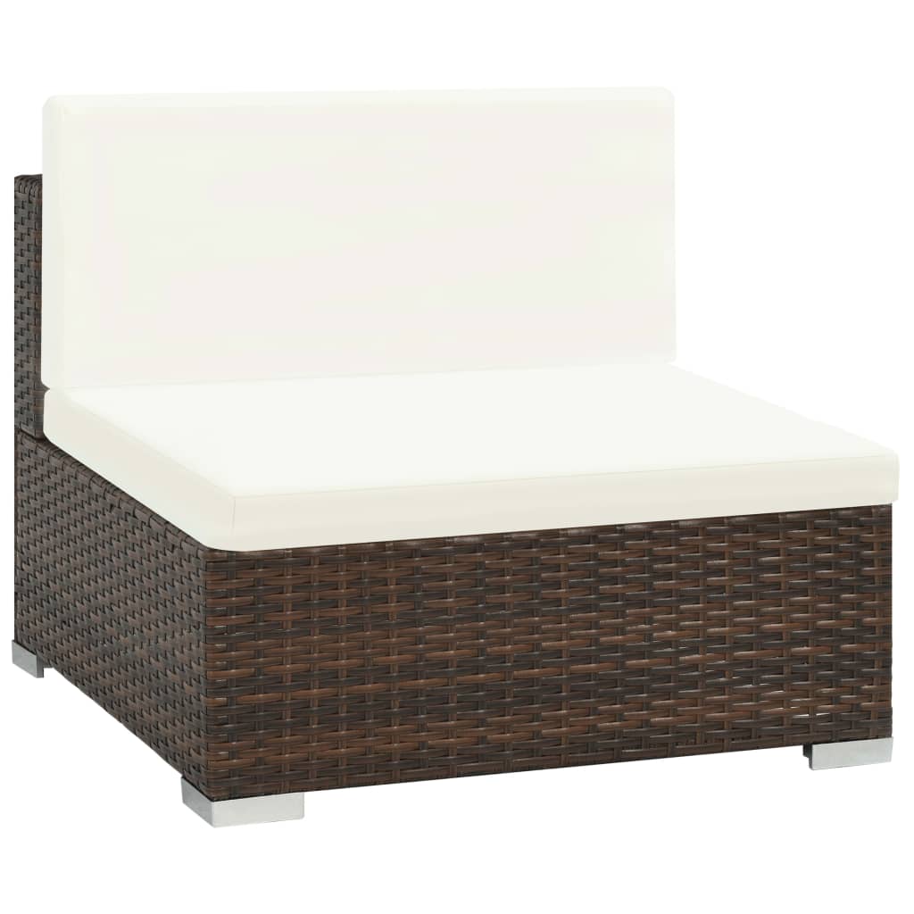 Set Divani da Giardino 7 pz con Cuscini in Polyrattan Marrone