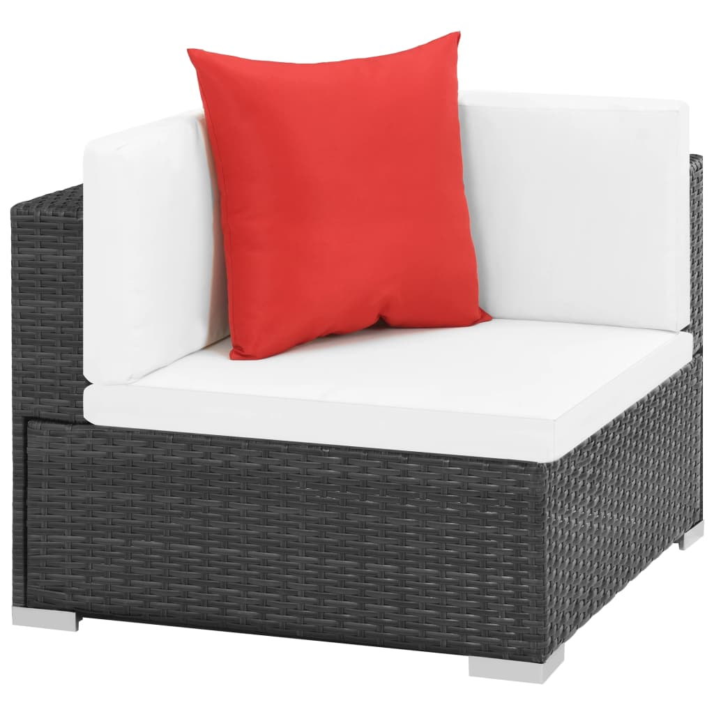 Set Divani da Giardino 7 pz con Cuscini in Polyrattan Nero