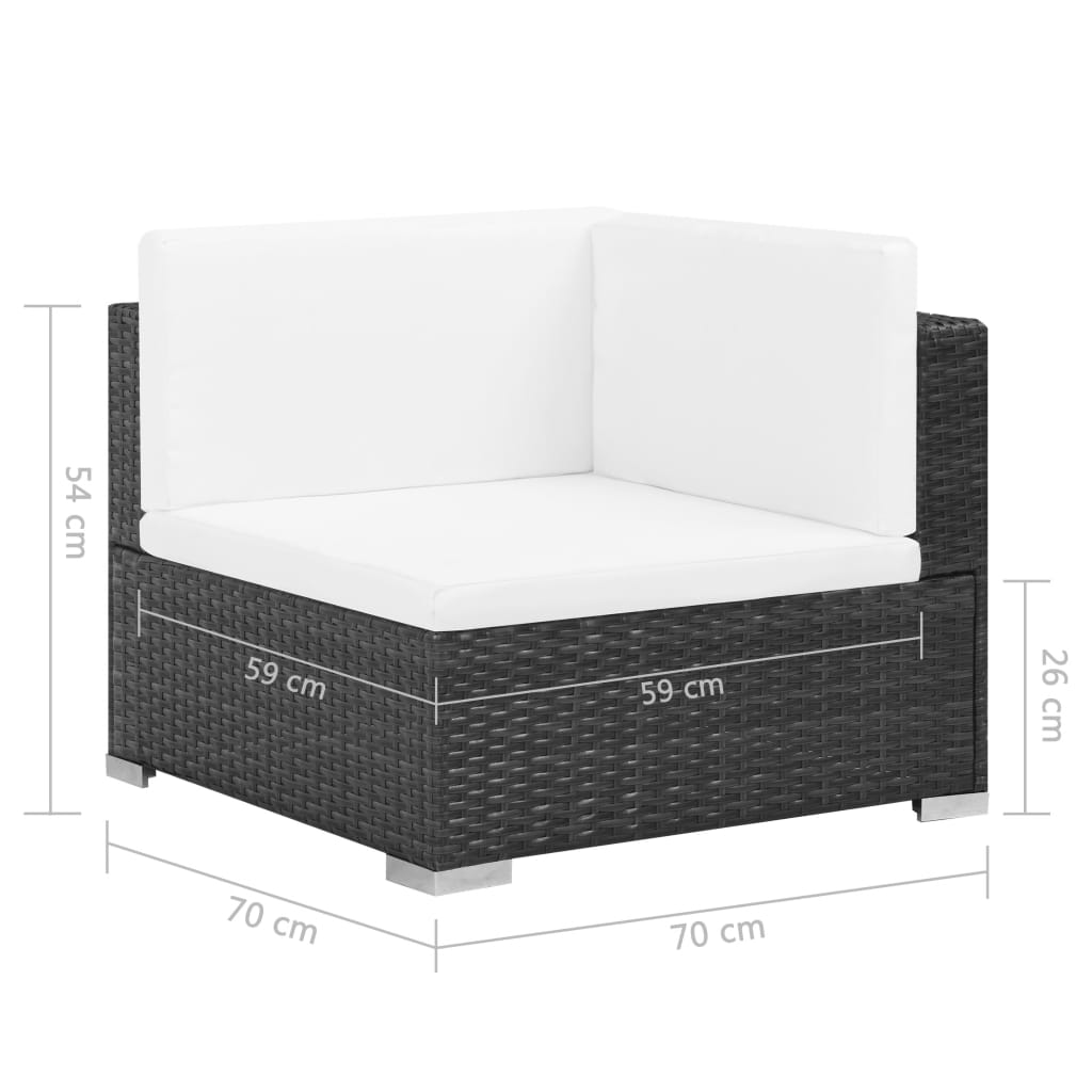 Set Divani da Giardino 7 pz con Cuscini in Polyrattan Nero