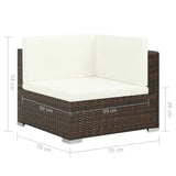 Set Divani da Giardino 7 pz con Cuscini in Polyrattan Marrone