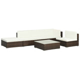 Set Divani da Giardino 6 pz con Cuscini in Polyrattan Marrone