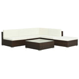 Set Divani da Giardino 6 pz con Cuscini in Polyrattan Marrone