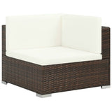 Set Divani da Giardino 6 pz con Cuscini in Polyrattan Marrone