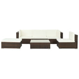 Set Divani da Giardino 6 pz con Cuscini in Polyrattan Marrone