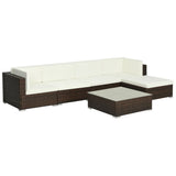 Set Divani da Giardino 6 pz con Cuscini in Polyrattan Marrone