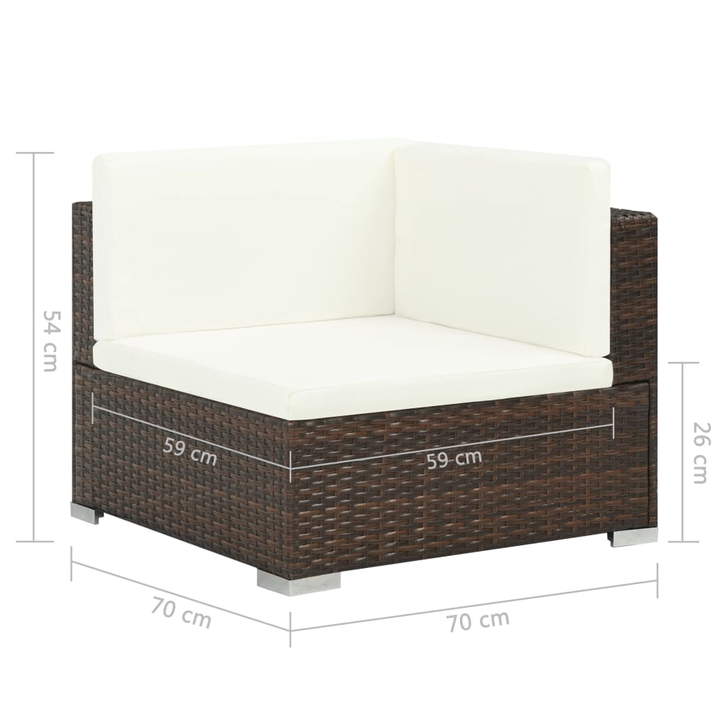 Set Divani da Giardino 6 pz con Cuscini in Polyrattan Marrone