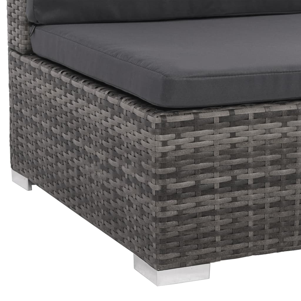 Set Divani da Giardino 6 pz con Cuscini in Polyrattan Grigio