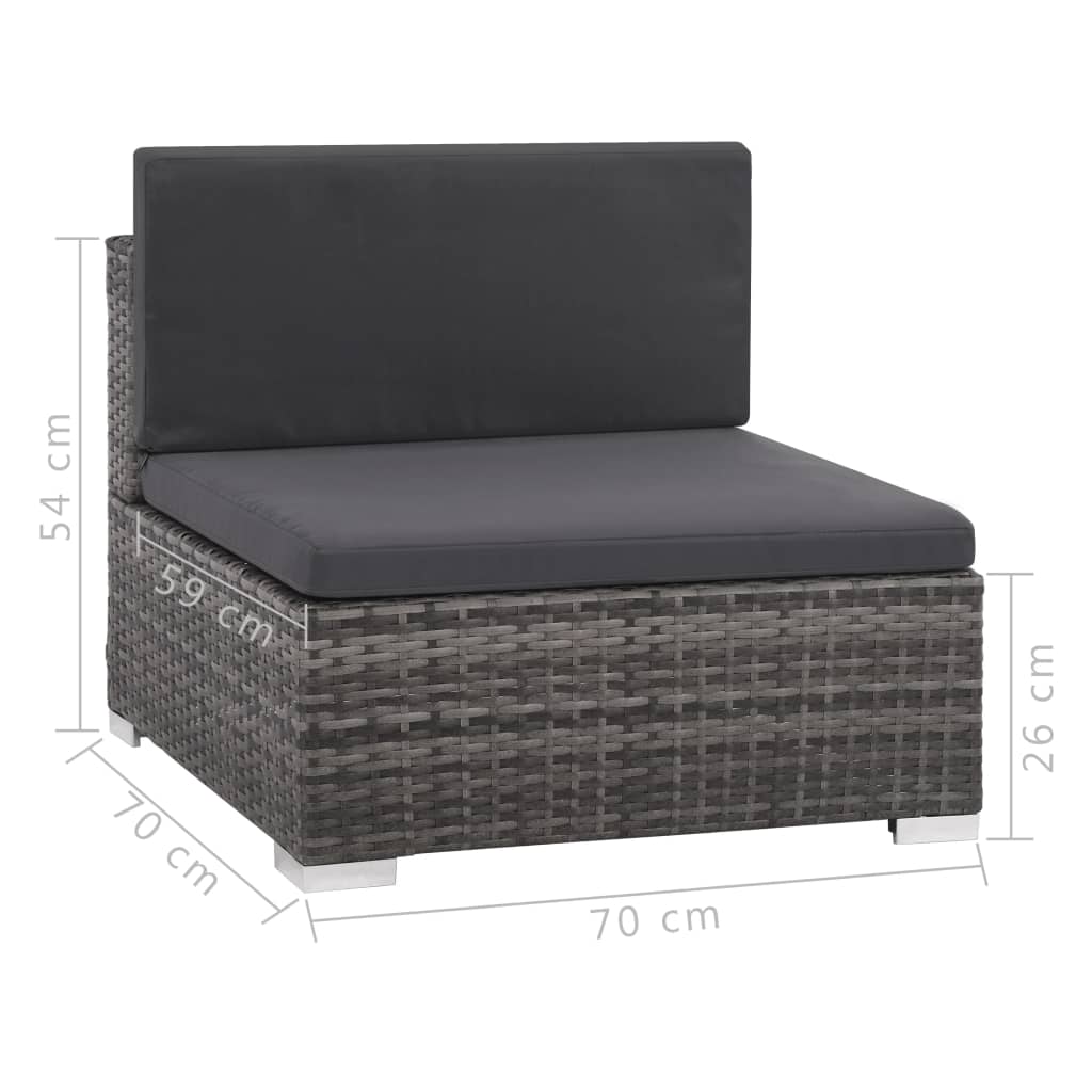 Set Divani da Giardino 6 pz con Cuscini in Polyrattan Grigio