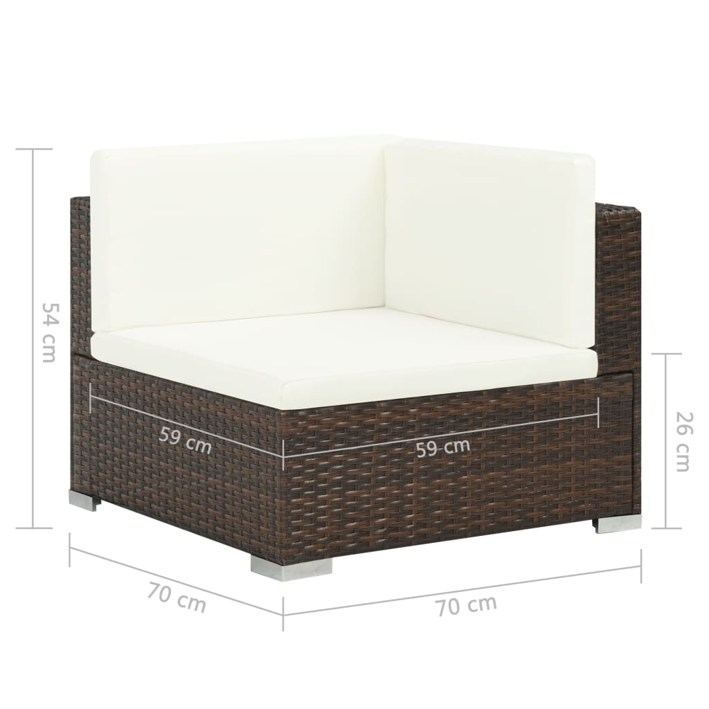 Set Divani da Giardino 8 pz con Cuscini in Polyrattan Marrone