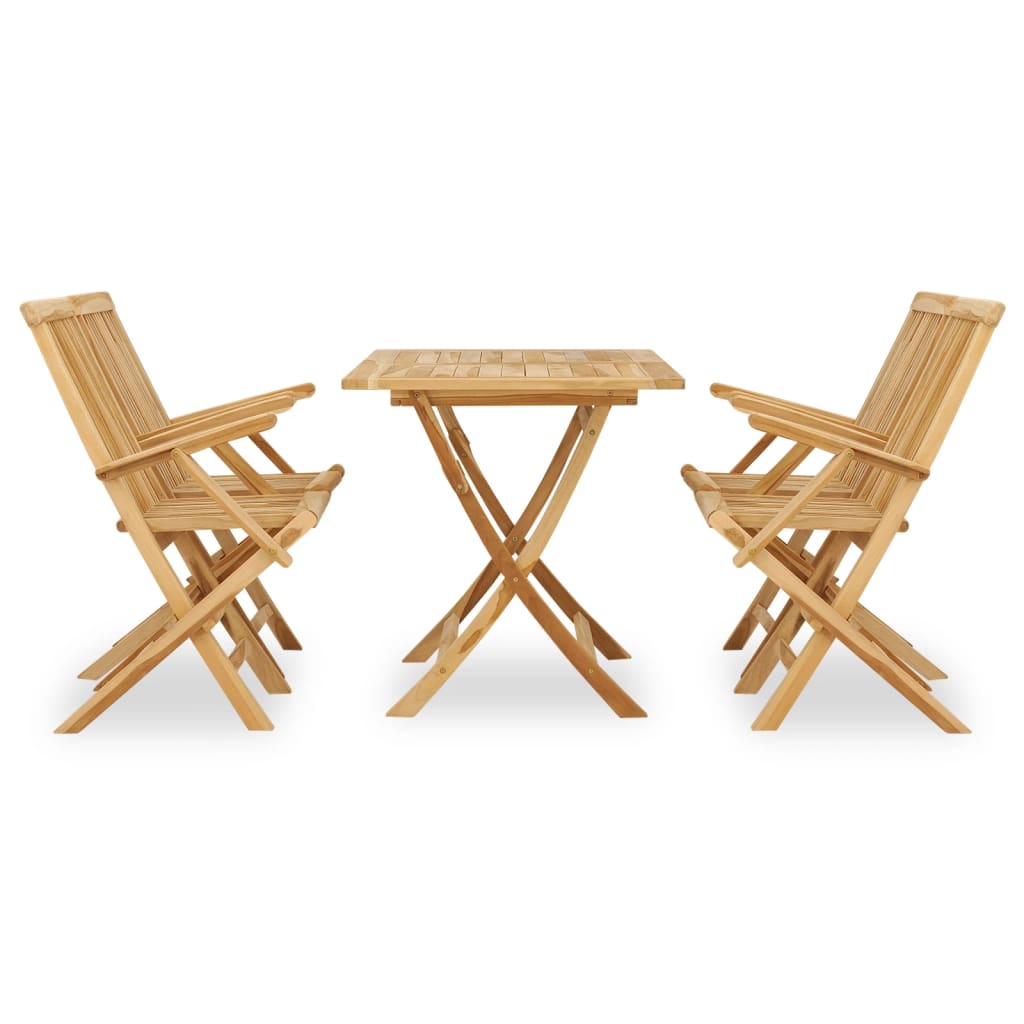 Set da Pranzo per Esterni 5 pz in Legno Massello di Teak