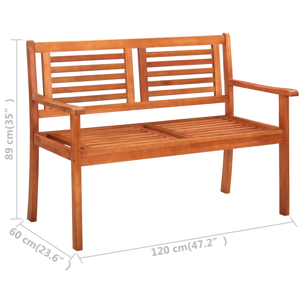 Panchina da Giardino 2 Posti 120 cm Legno Massello di Eucalipto