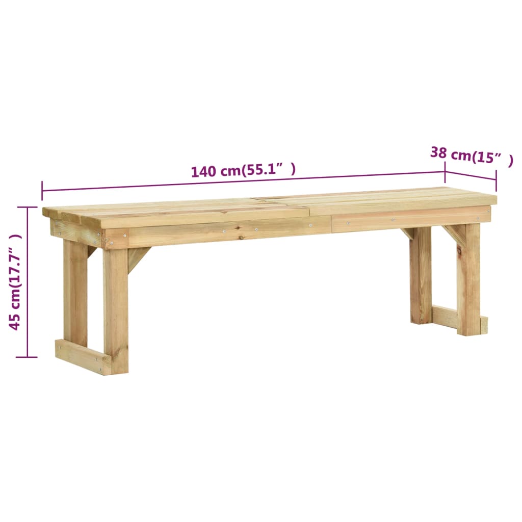 Panchina da Giardino 140 cm in Legno di Pino Impregnato