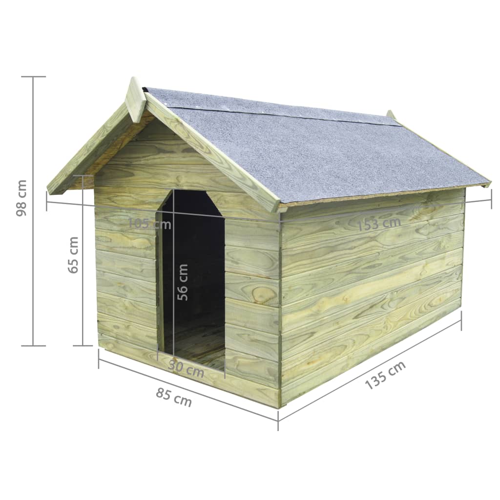 Outdoor Dog Kennel with Opening Roof in Impregnated Pine