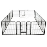 Box per Cani con 16 Pannelli in Acciaio 80x80 cm Nero