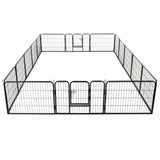 Box per Cani con 16 Pannelli in Acciaio 60x80 cm Nero