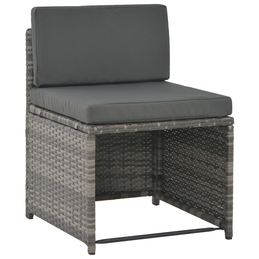 Set da Pranzo per Esterni 7 pz con Cuscini in Polyrattan Grigio