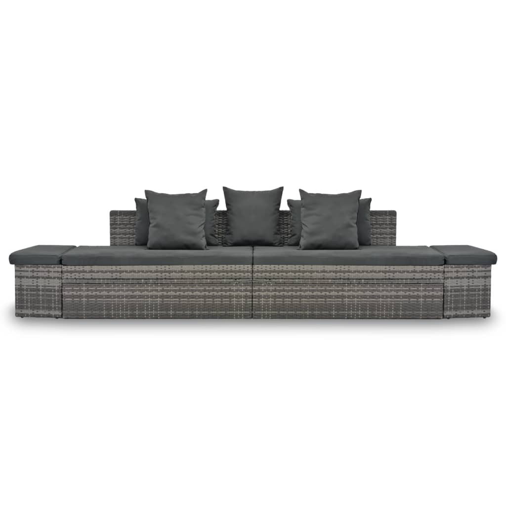 Set Divani da Giardino 4 pz con Cuscini in Polyrattan Grigio