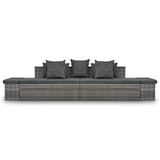 Set Divani da Giardino 4 pz con Cuscini in Polyrattan Grigio