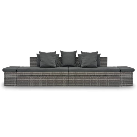 Set Divani da Giardino 4 pz con Cuscini in Polyrattan Grigio