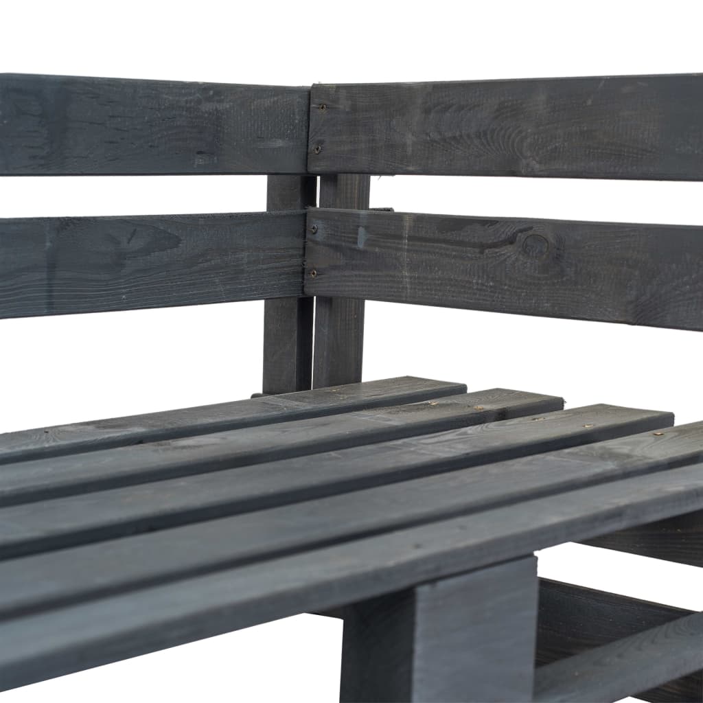 Panca Angolare da Giardino su Pallet in Legno Grigio