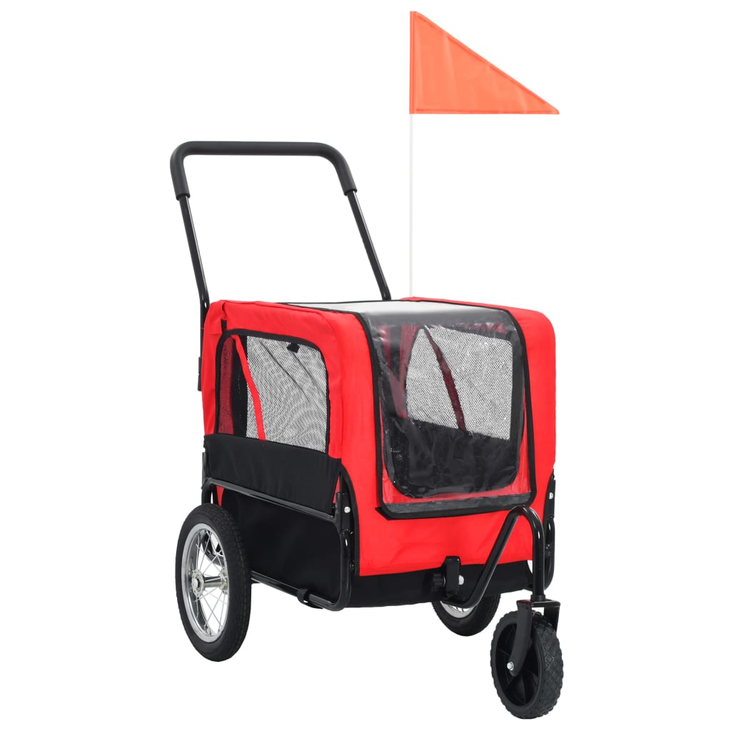 Pet Trailer and Stroller 2in1 Red and Black