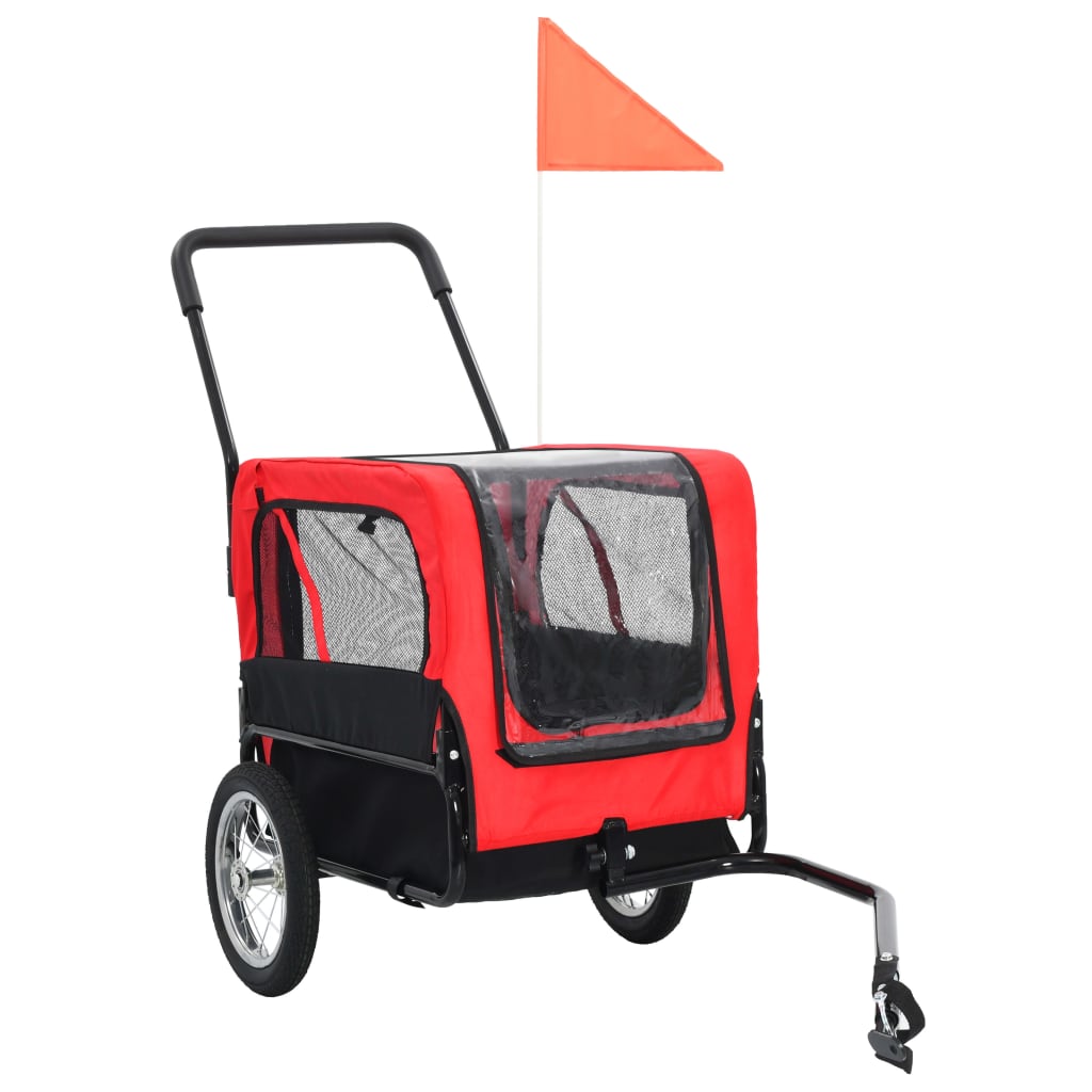 Pet Trailer and Stroller 2in1 Red and Black