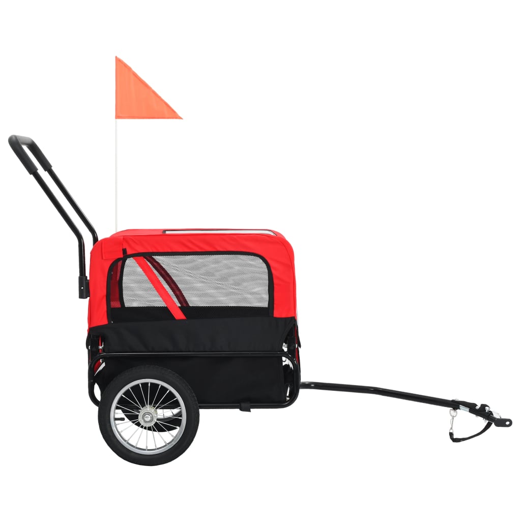 Pet Trailer and Stroller 2in1 Red and Black