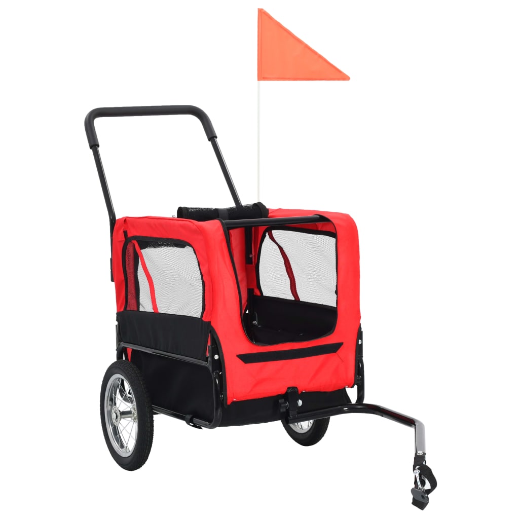 Pet Trailer and Stroller 2in1 Red and Black