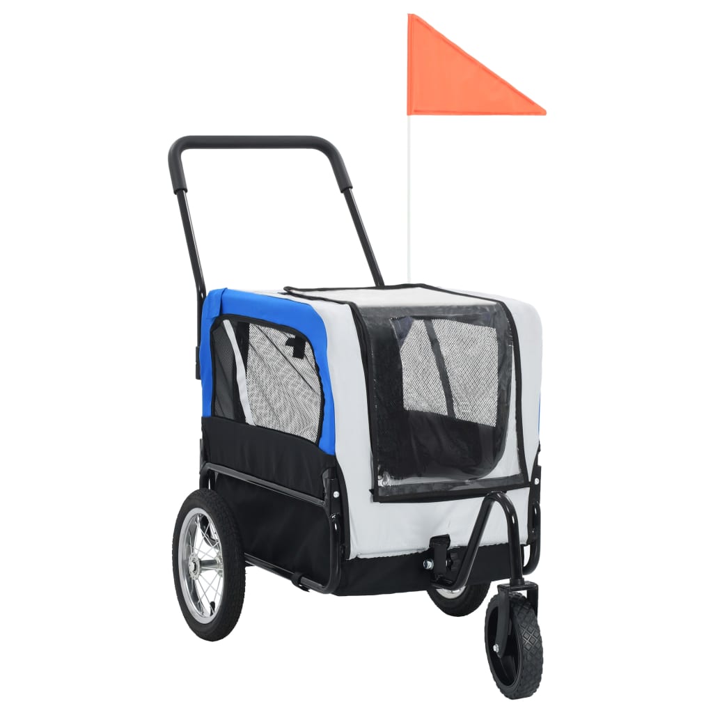 Pet Trailer and Stroller 2in1 Gray and Blue